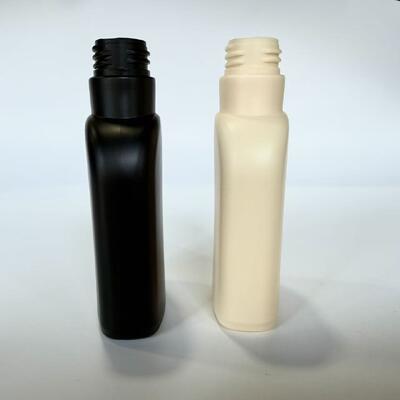 28mm 200ml HDPE 33g Ματ μαύρο/μπεζ άδειο πλαστικό μπουκάλι για σαμπουάν λοσιόν καλλυντική συσκευασία