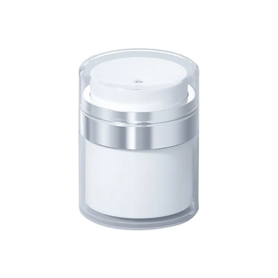 Χωρίς αέρα κρέμα βάζο 15g 30g 50g 100g Silver ηλεκτροπληρωμένο δαχτυλίδι Διαφανές ακρυλικό εξωτερικό καλλυντικό χωρίς αέρα αντλία μπουκάλι επαναγεμιστέα κενή κρέμα προσώπου λοσιόν δοχείο για τη φροντίδα του δέρματος ενυδατική