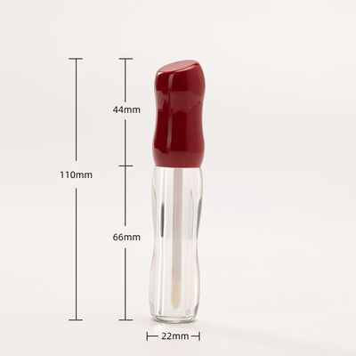 Μπουκάλια Lip Gloss Κλεψύδρα με καμπυλωτό σχήμα Clear Lip Glaze Tubes with Applicator Multi Glossy κόκκινο καφέ καπάκια Ξαναγεμιζόμενα Δοχεία μακιγιάζ χειλιών για Lip Oil Lip Gloss