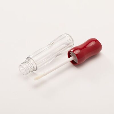 Μπουκάλια Lip Gloss Κλεψύδρα με καμπυλωτό σχήμα Clear Lip Glaze Tubes with Applicator Multi Glossy κόκκινο καφέ καπάκια Ξαναγεμιζόμενα Δοχεία μακιγιάζ χειλιών για Lip Oil Lip Gloss