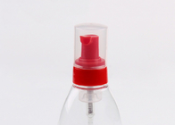 Κόκκινη ρόδινη κίτρινη απόδειξη διαρροής αντλιών σαπουνιών αφρίσματος για το καλλυντικό μπουκάλι