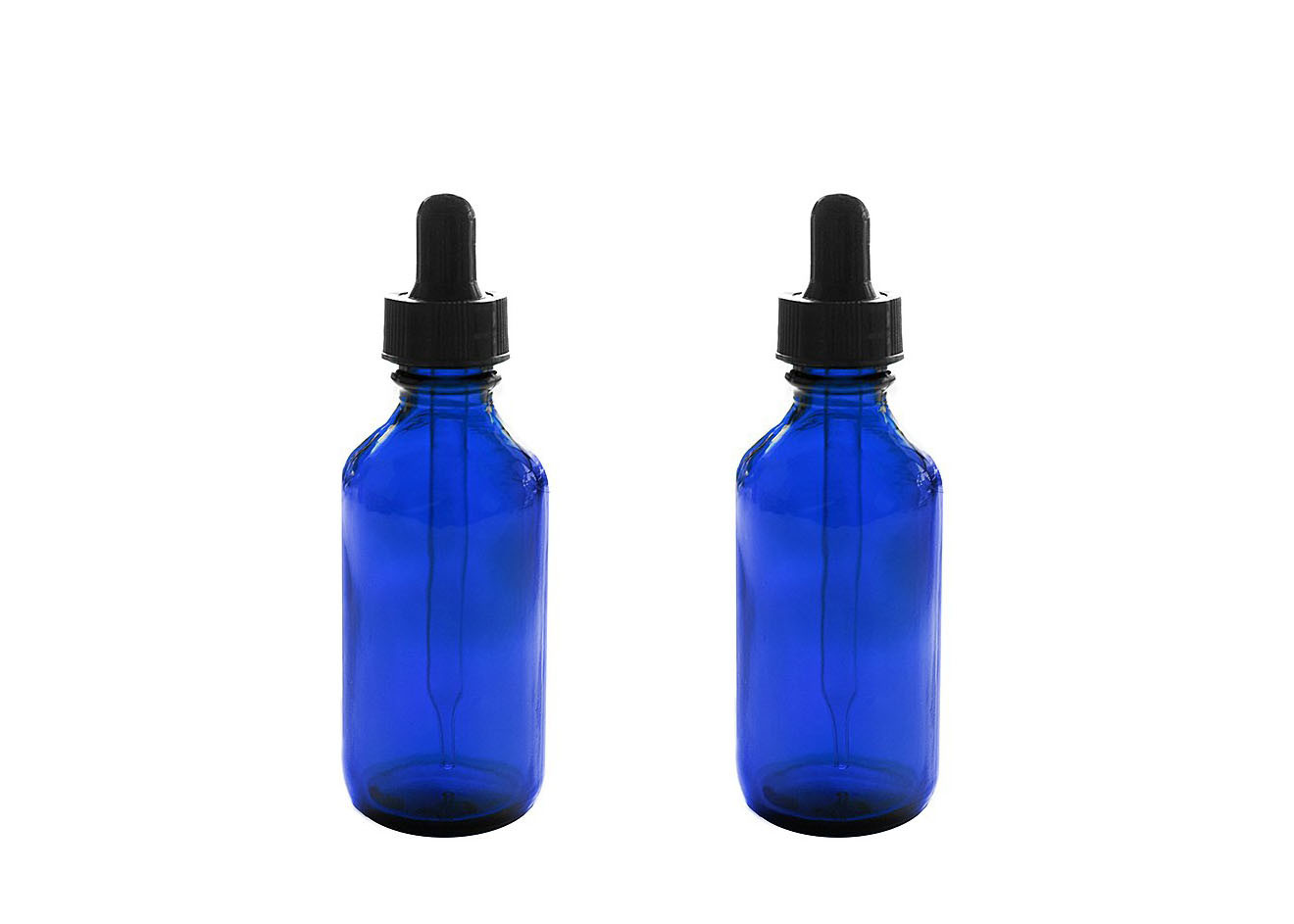 Μπλε κενά μπουκάλια ουσιαστικού πετρελαίου που αποθηκεύουν τις χημικές ουσίες χημείας αρωμάτων
